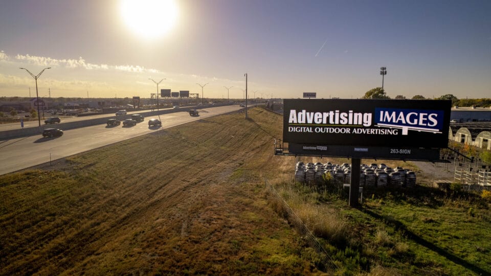 East facing digital billboard on East Kellogg, 1/2 block east of the Greenwich Road exit.