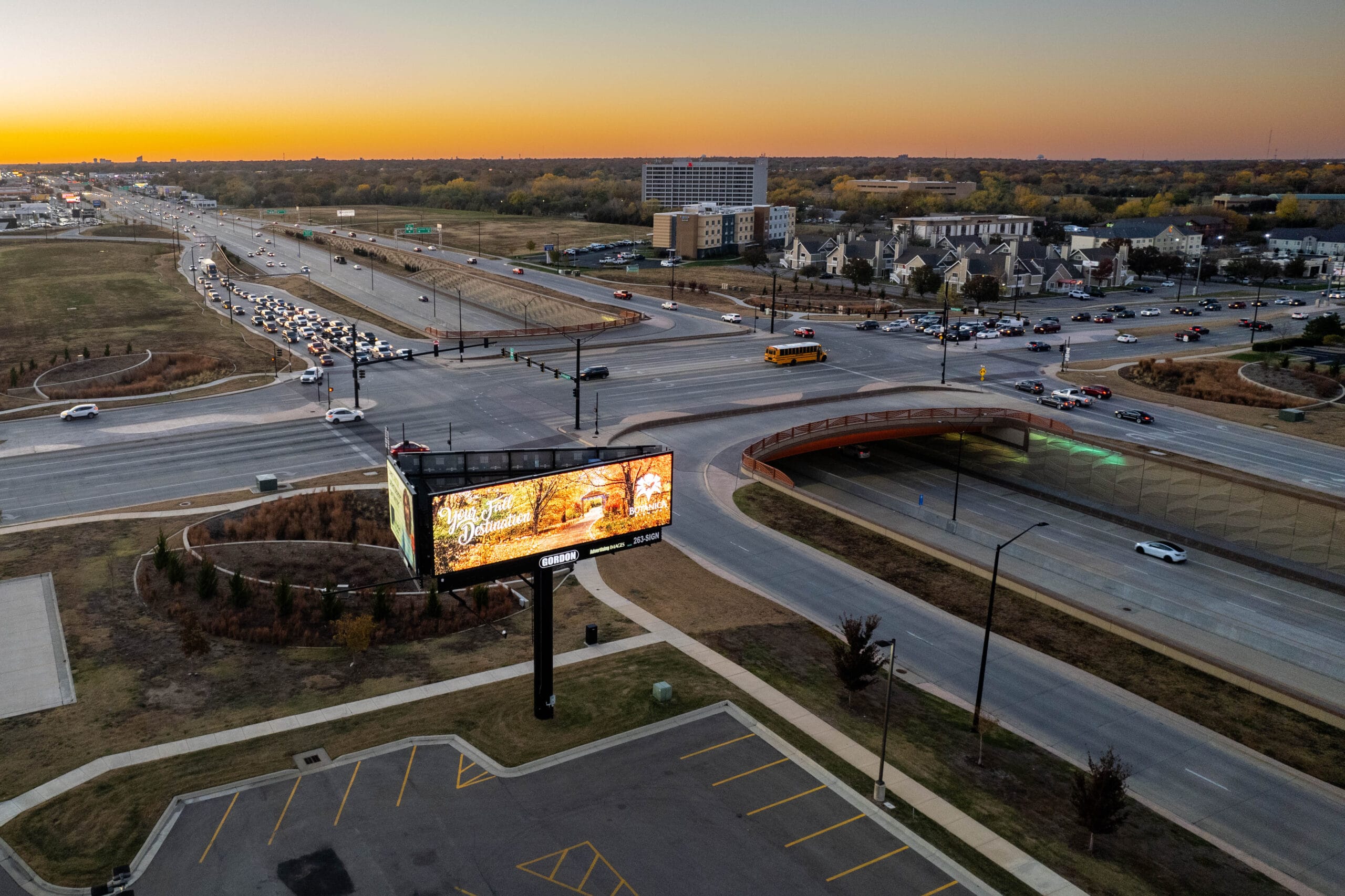East facing digital billboard at the Kellogg and Webb road intersection.
