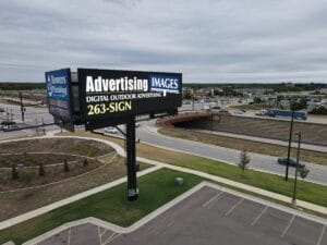 East facing digital billboard at the Kellogg and Webb intersection.
