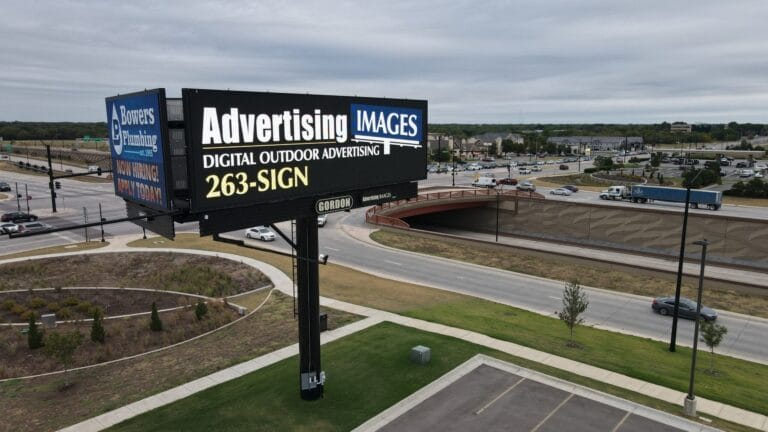 East facing digital billboard at the Kellogg and Webb intersection.