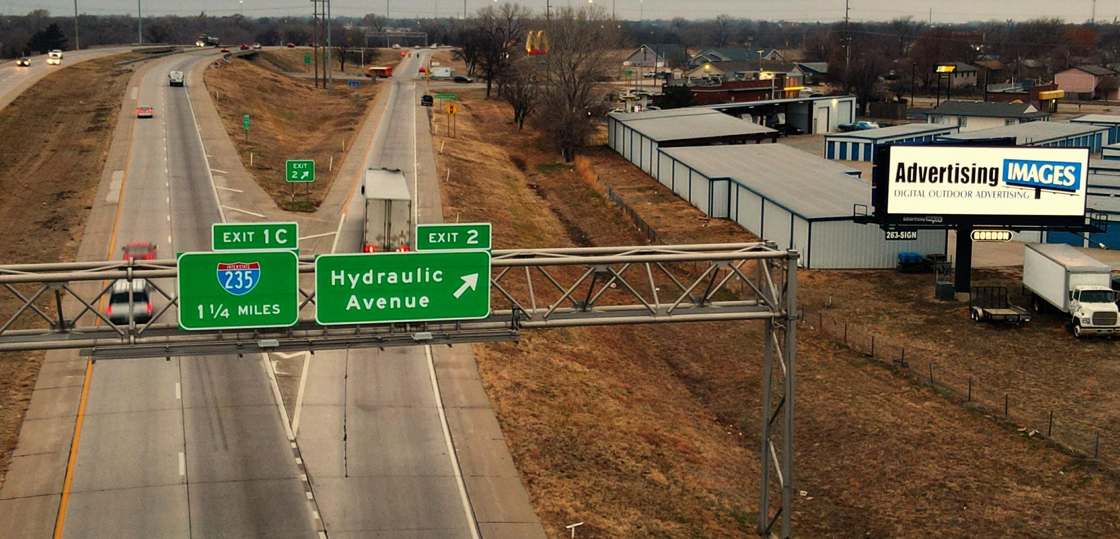 Digital billboard next to the Hydraulic exit on Kellogg US 400.