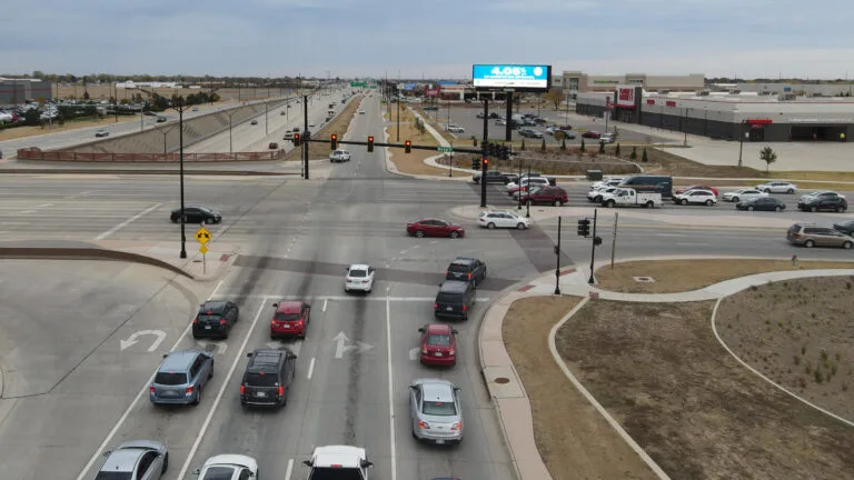West facing digital billboard on the southeast corner of the Kellogg and Webb intersection in front of Floor and Decor.