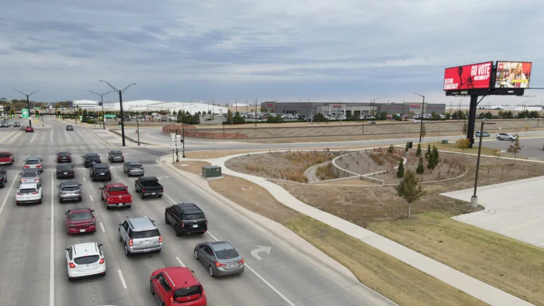 3-Sided digital billboard located on the corner of Kellogg and Webb Road.