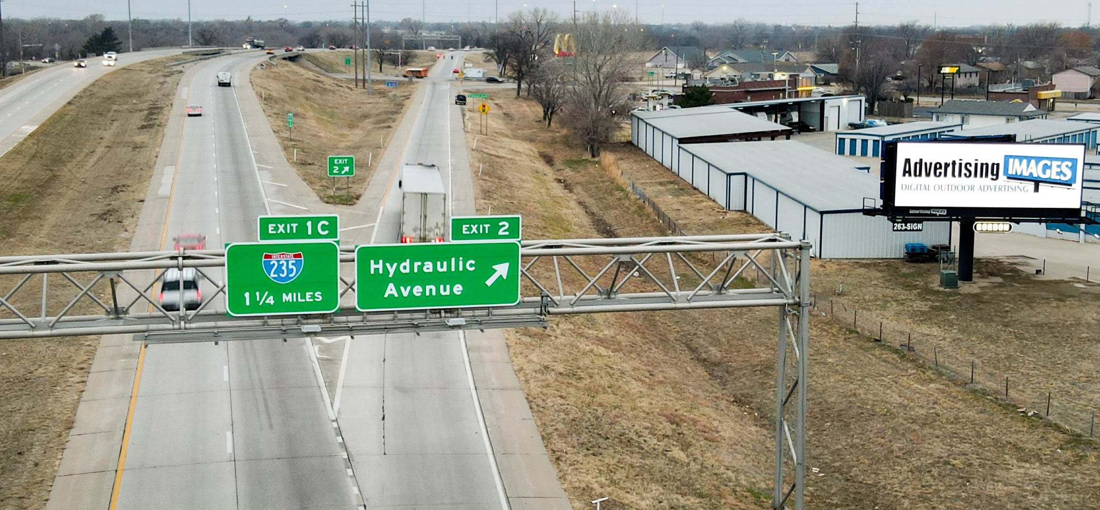 Digital billboard next to the Hydraulic exit on Kellogg US 400.