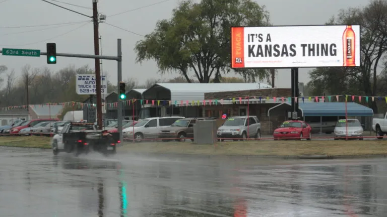 Northeast facing billboard on the corner of 63rd and Broadway in Haysville, Kansas.