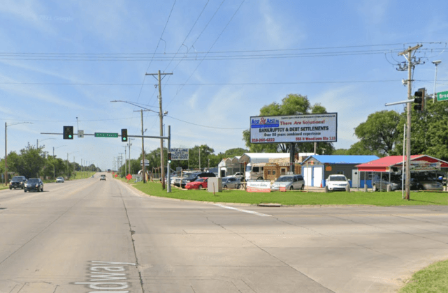 Northeast facing billboard on the corner of 63rd and Broadway in Haysville, Kansas.