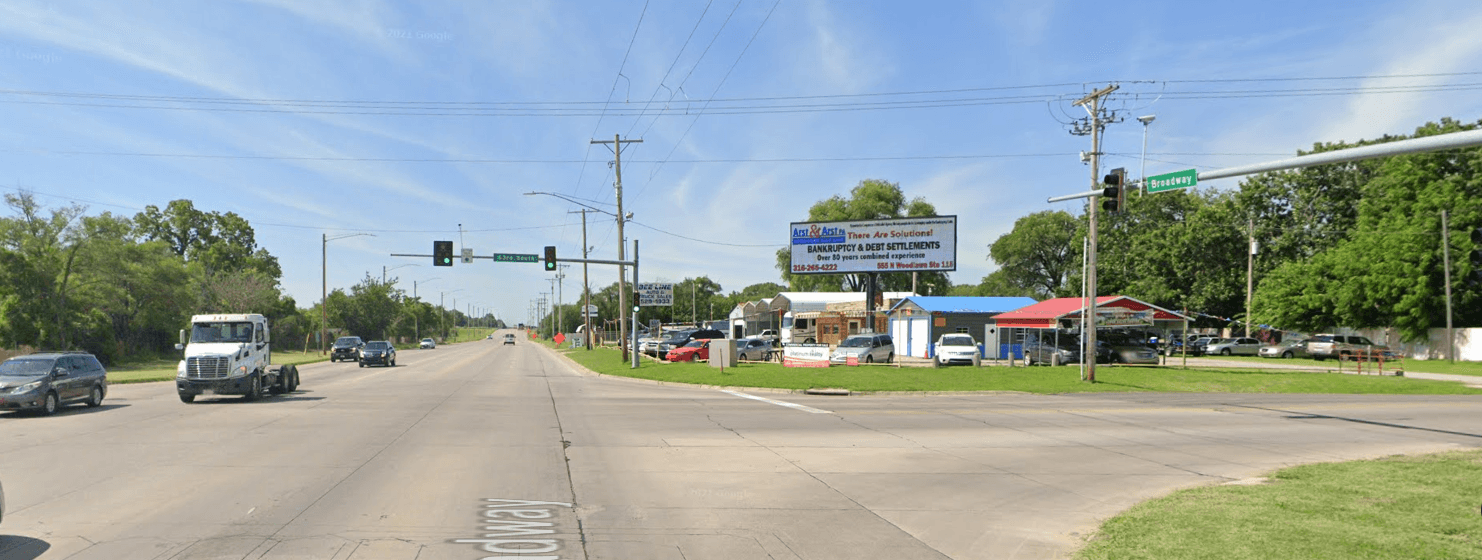 Northeast facing billboard on the corner of 63rd and Broadway in Haysville, Kansas.