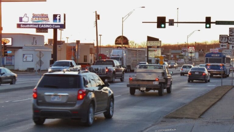 East facing static billboard on the corner of Hwy 77 and Kellogg in Augusta, Kansas.