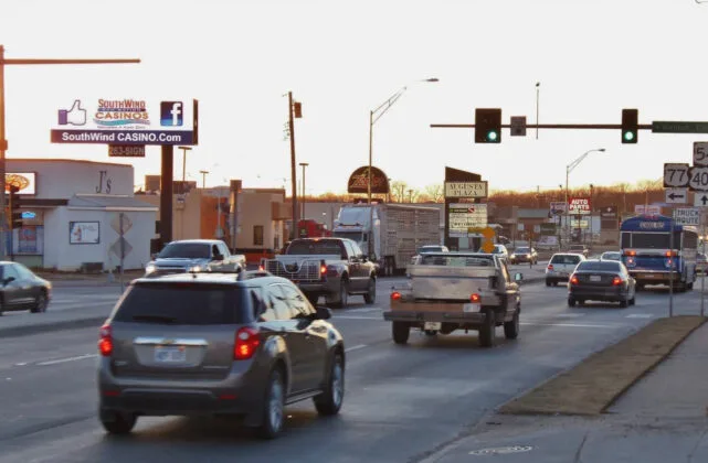 East facing static billboard on the corner of Hwy 77 and Kellogg in Augusta, Kansas.