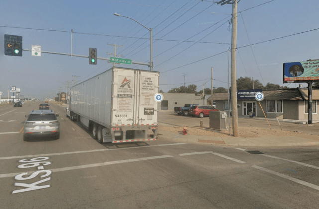 Southeast facing billboard in Great Bend on the corner of 10th Street and McKinley.