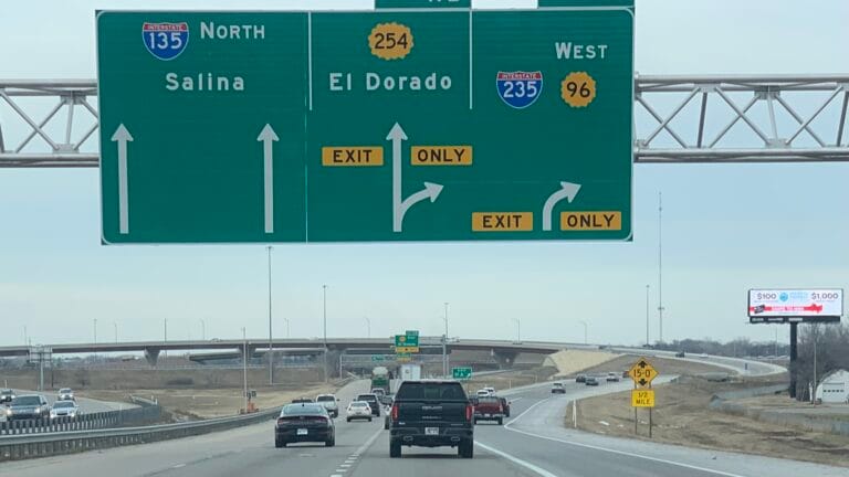 South facing digital billboard at I135 North Junction.