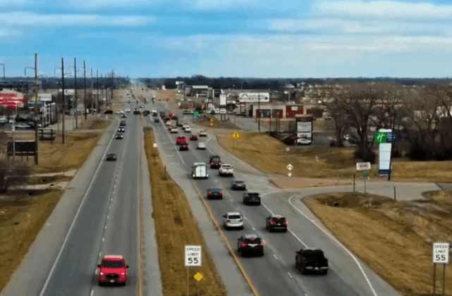West facing billboard located near the E Kellogg and Andover Rd intersection.