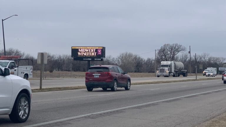 East facing billboard located near the E Kellogg and Andover Rd intersection.