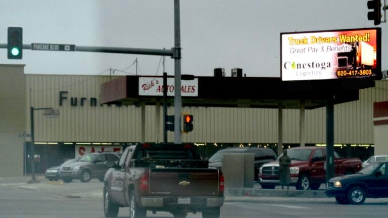 Northwest facing billboard in Liberal, Knasas, on the corner of Pancake Blvd & Kansas Street.