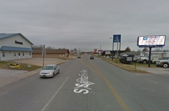 Northeast facing digital billboard in Chanute, Kansas.