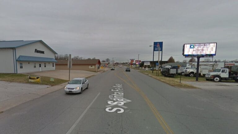 Northeast facing digital billboard in Chanute, Kansas.
