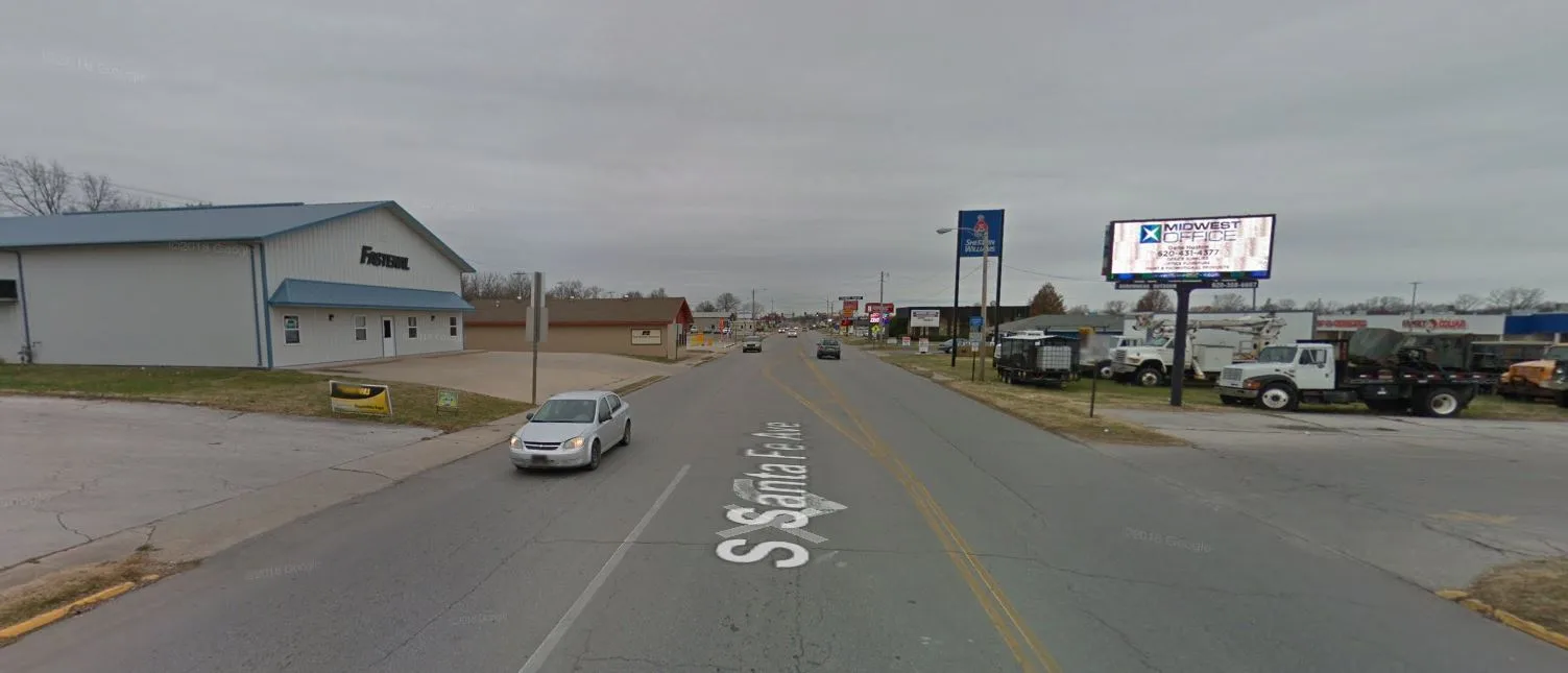 Northeast facing digital billboard in Chanute, Kansas.