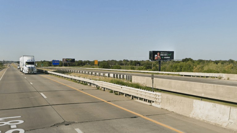 North facing billboard in North Newton, Kansas, just south of exit 33.