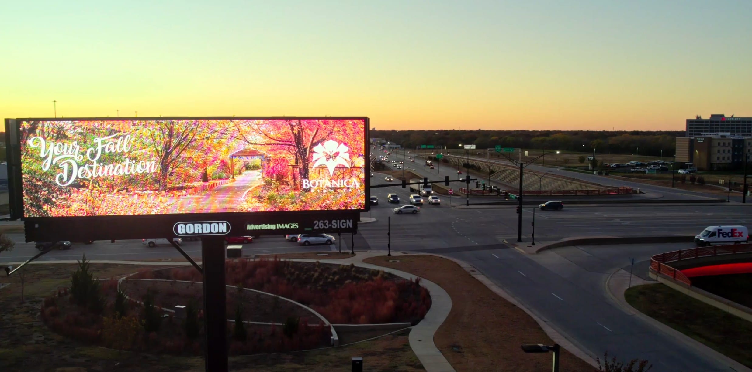 Advertising Images Three-Sided Billboard at Kellogg and Webb Road.